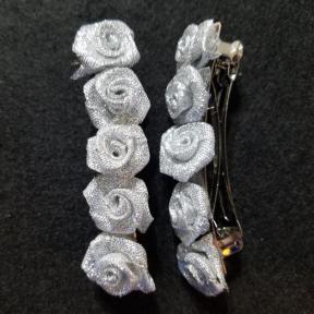 3" Silver Rose Barrette