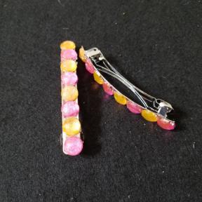 3" Pink & Orange Bead Barrette