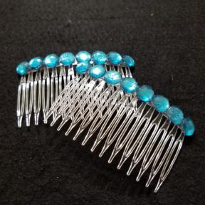 3" Blue Bead Hair Comb