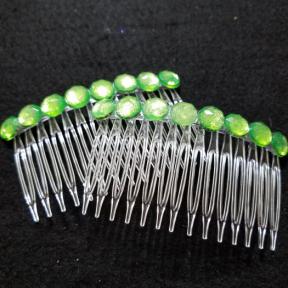 3" Green Bead Hair Comb