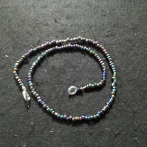 Oil Spill Black Bead Necklace