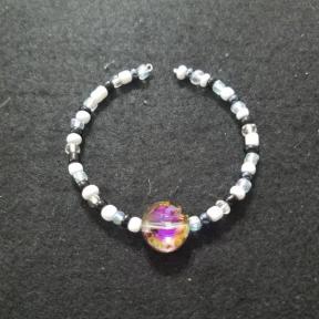 Black/White With Purple Accent Charm Bracelet