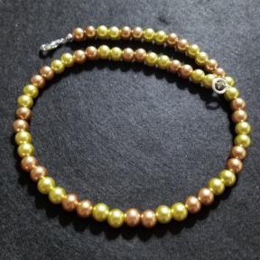 Gold & Tan Bead Necklace