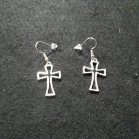 Gray Cross Outline Earring