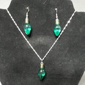 Green Christmas Bulb Jewelry Set