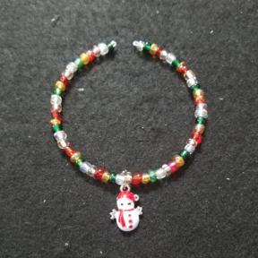 Holiday Beads With Snowman Charm Bracelet