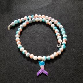 Mermaid Tail On Multicolored Bead Necklace