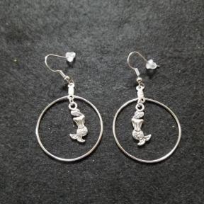 Silver Colored Mermaid In Hoop Earring