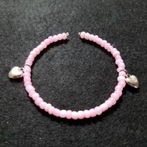 Pink With Silver Hearts Bracelet