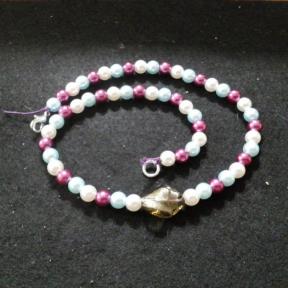 Purple Bead Accent With Amber Color Bead Necklace