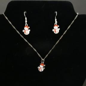 Christmas Red/White Snowman Jewelry Set