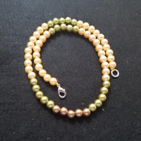 Tan/Green Accented Bead Necklace