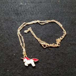 White & Red Unicorn Necklace 