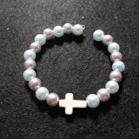 White Cross With Multi Color Beads Bracelet