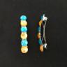 2.3" Orange & Blue Bead Barrette