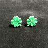 Dark Green Glitter Shamrock/Clover Earring Stud 