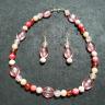 Simply Pink Beaded Necklace & Earring Set #1