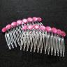 3" Pink Bead Hair Comb