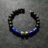 Black With Blue & Green Bead Accent Bracelet