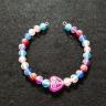 Floral Ball Beads With Pink Heart  Bracelet