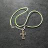 Green Cross On Green Cord Necklace