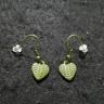 Green Cross Stitch Heart Earring