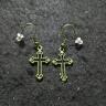 Green Old Century Cross Earring 