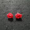 Red Rose Fabric Earring Stud