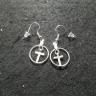 Silver Colored Cross In Loop Earring