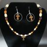 Wood Cross and Bead Jewelry Set